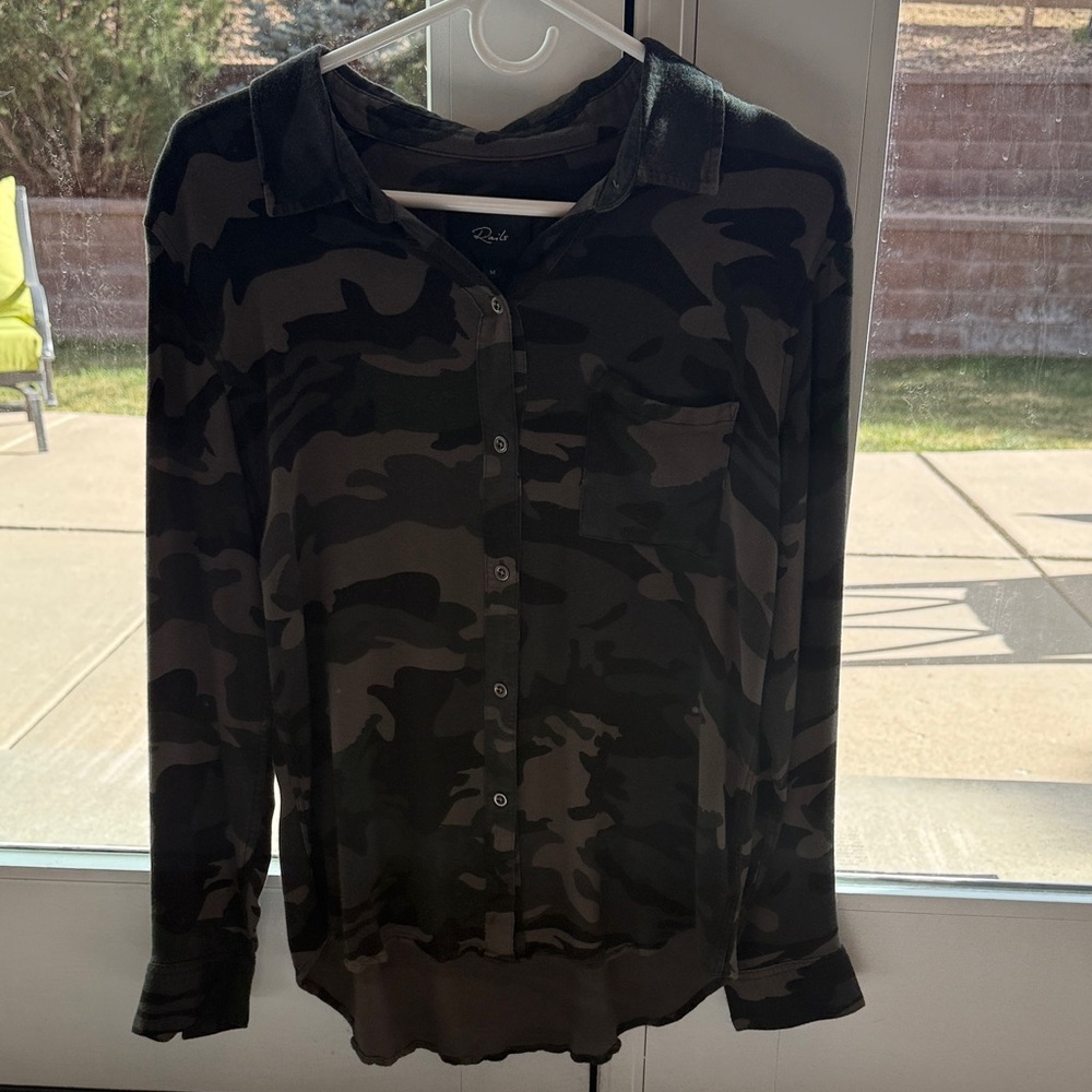 Rails Women's Camo Button-Down Shirt in Black and Olive